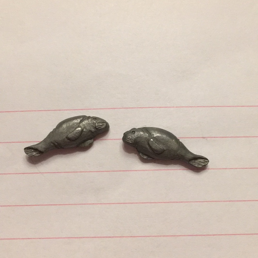 Pewter manatee earrings
